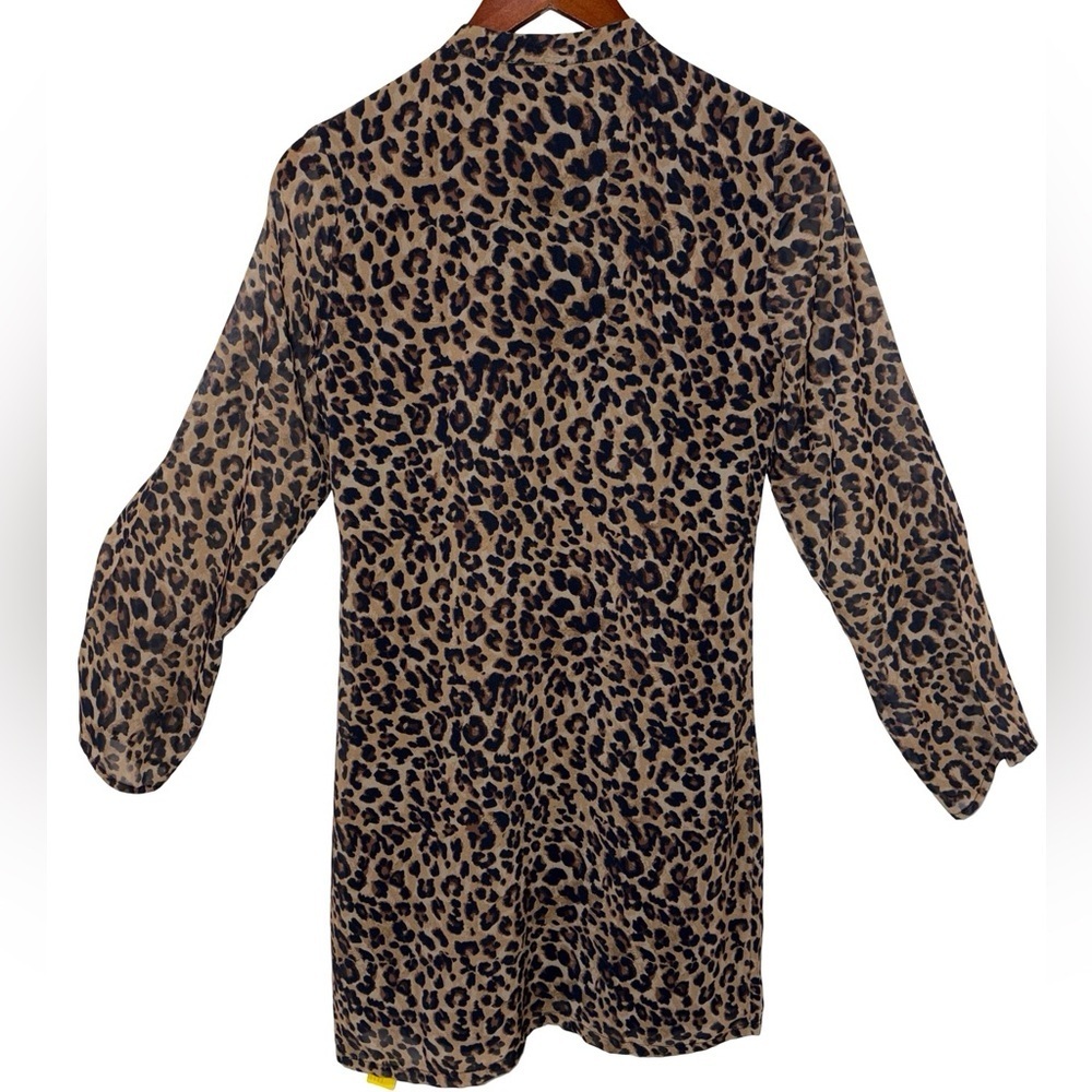 Boston Proper Leopard Print Embellished Tunic Dress XS Jeweled Neck Animal Print - Picture 2 of 8